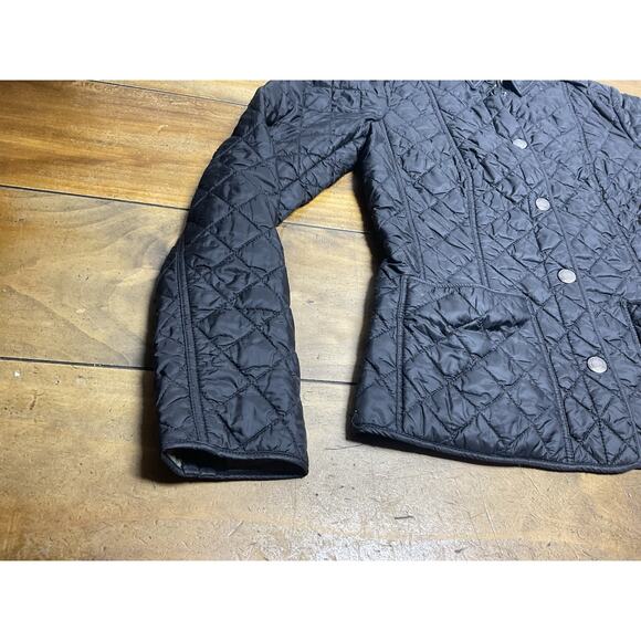 BURBERRY Brit Jacket Women's S Diamond Quilted Nova Check Black Lightweight - Picture 6 of 14